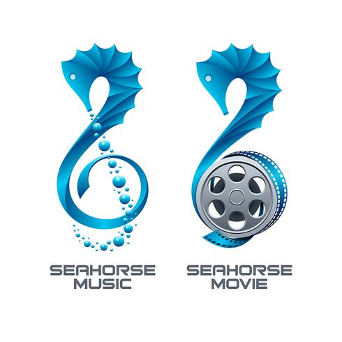 Seahorse shaped music and movie icons vector