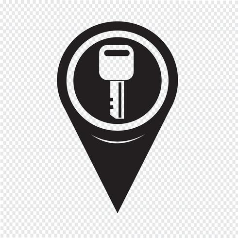 Icono de la clave del puntero del mapa vector