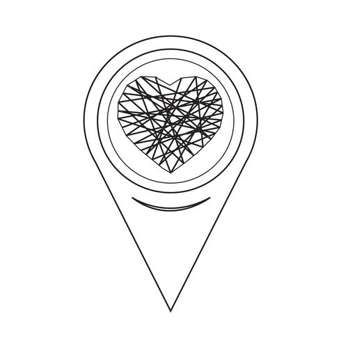 Mapa del puntero icono de corazón vector