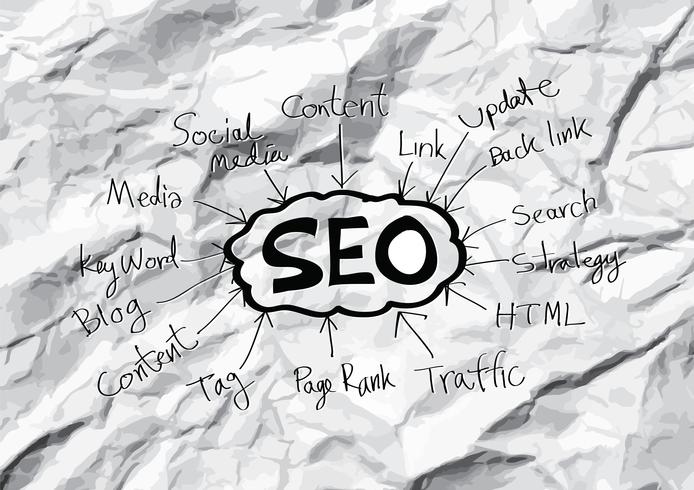 Seo Idea SEO Search Engine Optimization en papel arrugado vector