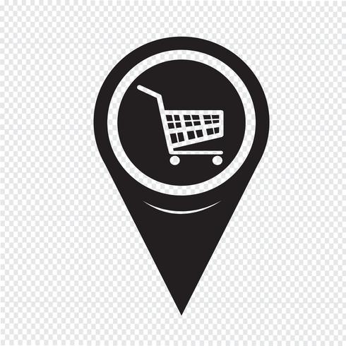 Map Pointer Shopping Cart Icon vector