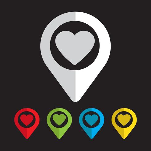 Map pointer heart icon vector
