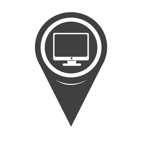 Icono de monitor de puntero de mapa de PC vector