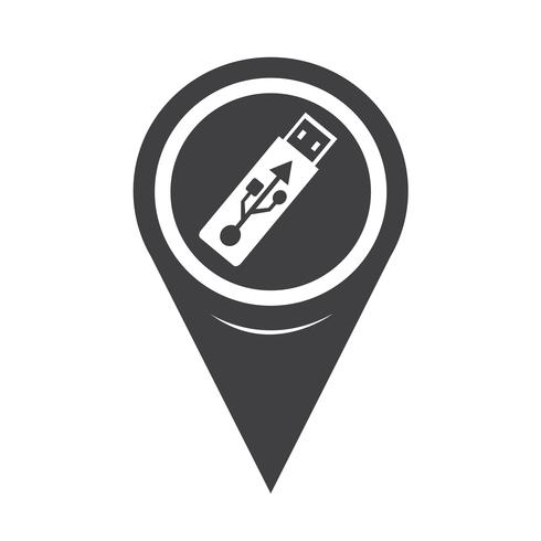 Icono puntero del mapa USB Flash Drive vector