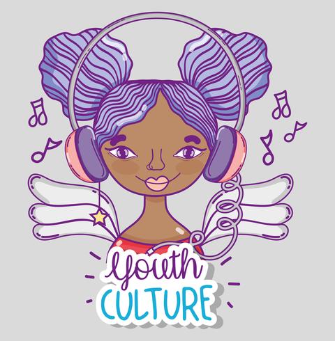 Youth culture millenial woman cartoon vector