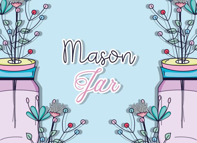 Mason jar with flowers vector