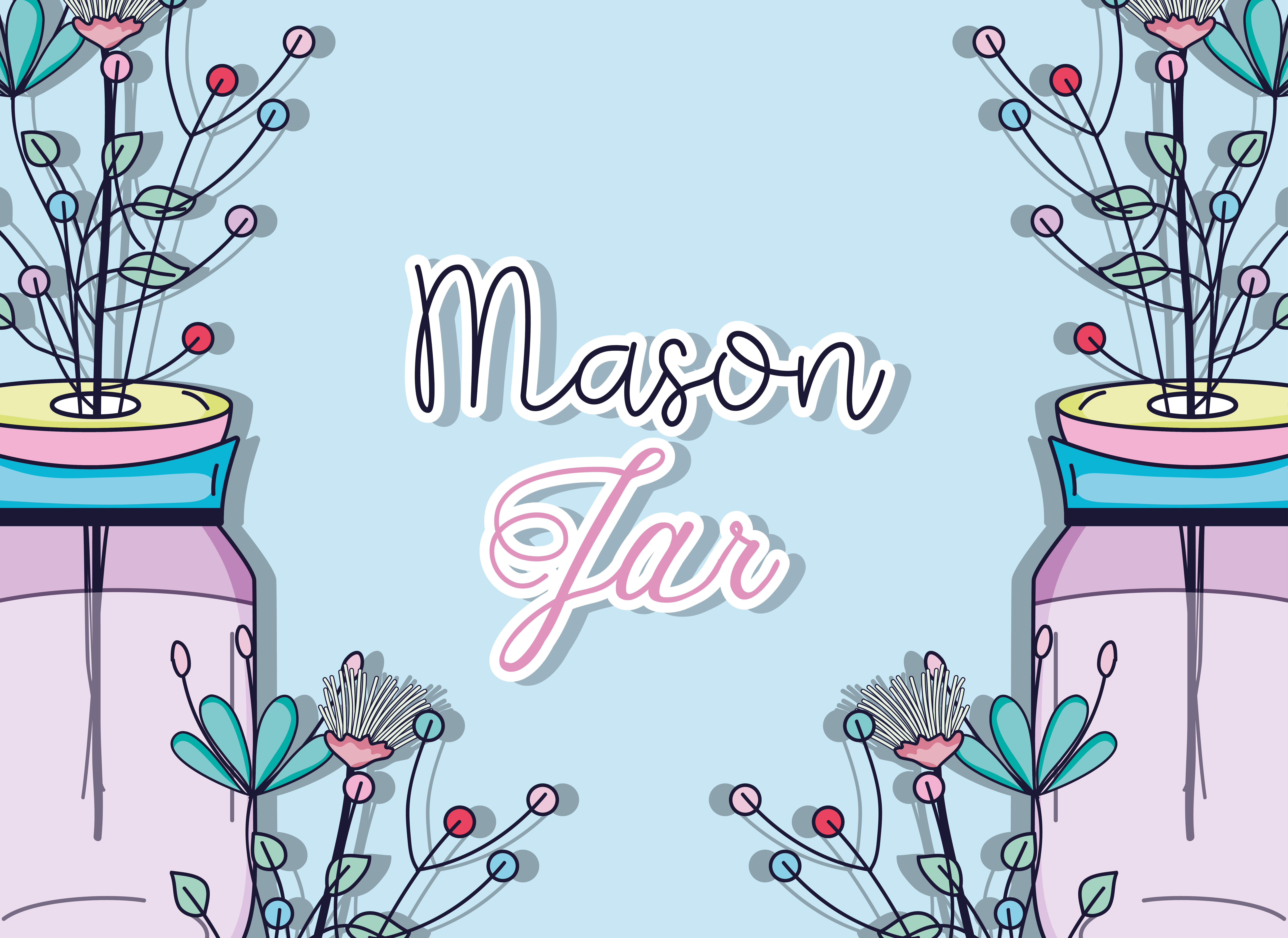 Download Mason jar with flowers 643875 - Download Free Vectors ...