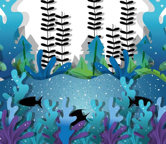 Paper art undersea vector