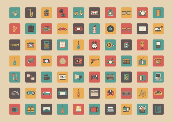 all retro gadget icon vector