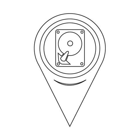Icono del disco duro del puntero del mapa vector