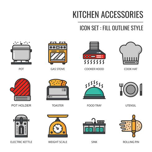 icono de accesorios de cocina vector