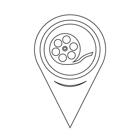 Mapa puntero icono de rollo de película vector