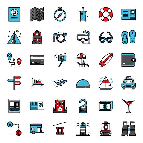 icono de contorno lleno de viaje vector