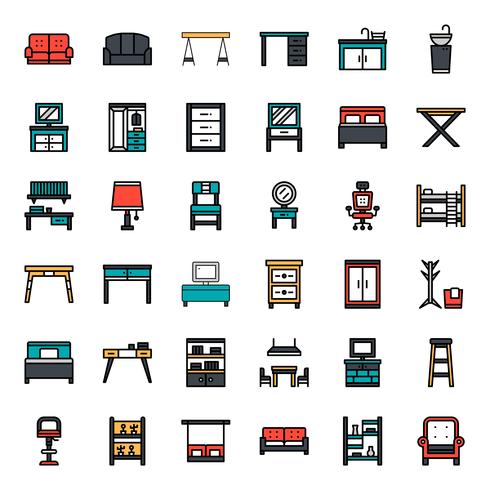 icono de contorno de muebles vector