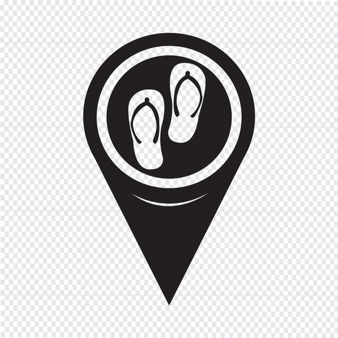Map Pointer Slippers Icon vector