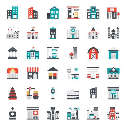 building flat icon vector