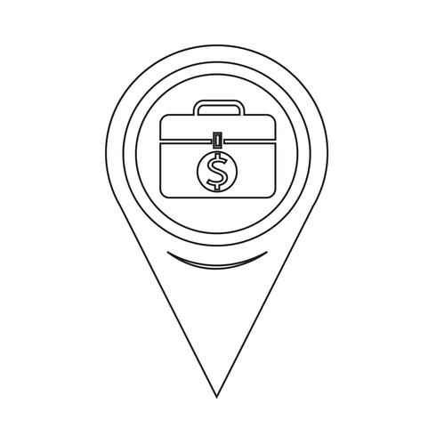 Icono de Pin Pointer Money del mapa vector