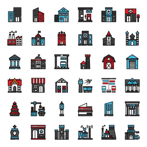 building filled outline  icon vector