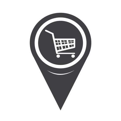 Map Pointer Shopping Cart Icon vector