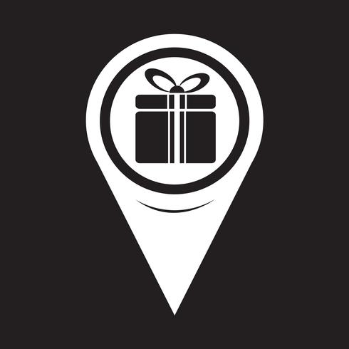 Icono de caja de regalo de puntero de mapa vector