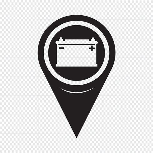 Icono de batería de coche puntero de mapa vector