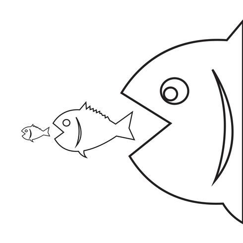 los peces grandes comen peces pequeños vector