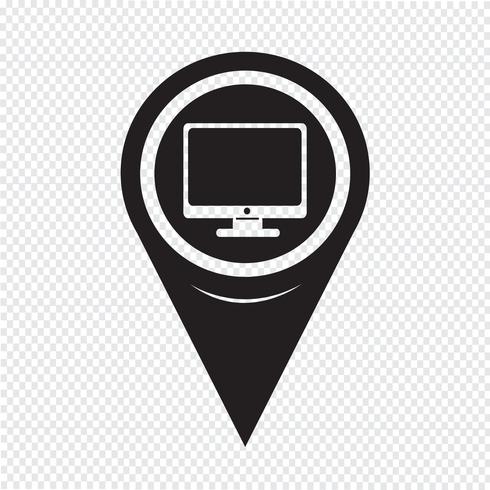 Icono de monitor de puntero de mapa de PC vector