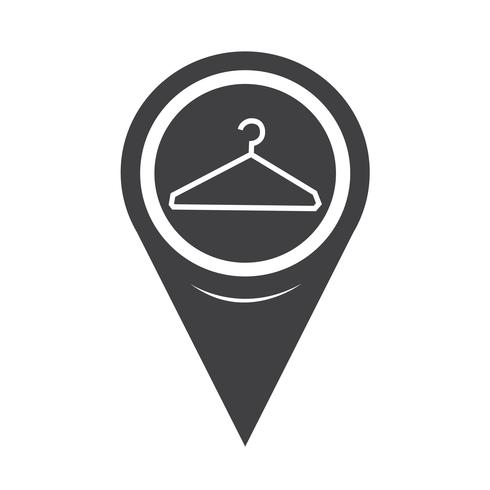 Mapa puntero icono de suspensión de ropa vector