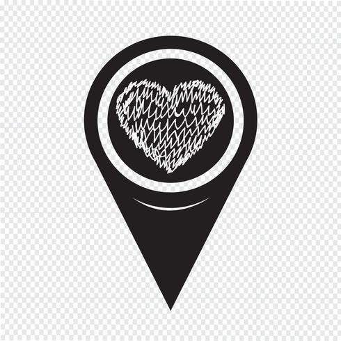 Map Pointer Heart Icon vector