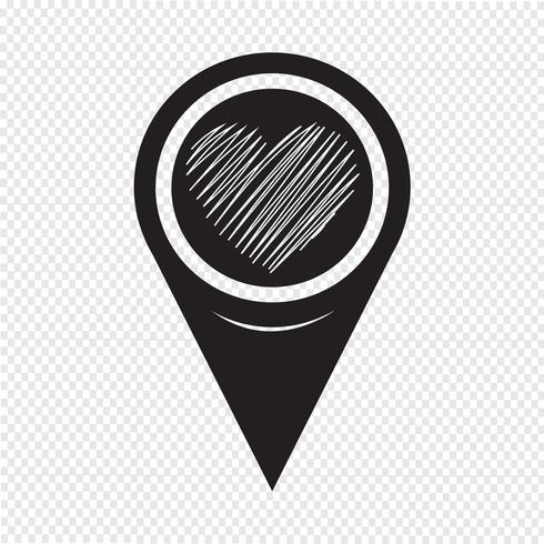 Map Pointer Heart Icon vector