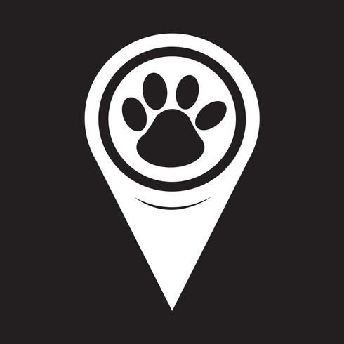 Map Pointer Paw Print Icon vector