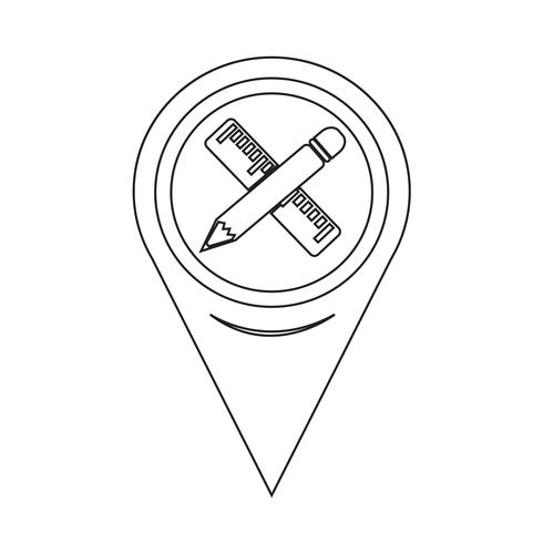 Mapa puntero lápiz con el icono de regla vector
