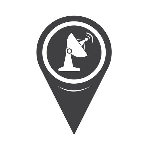 Map Pointer Satellite Dish Icon