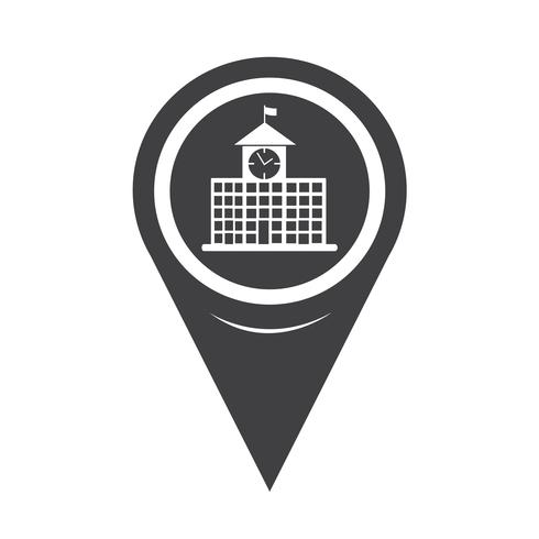 Map Pointer School Building Icon vector