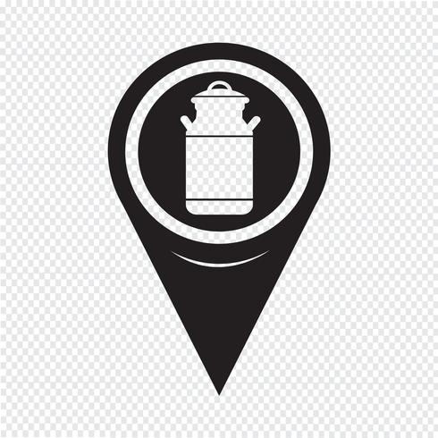 Map Pointer Milk Can Icon vector