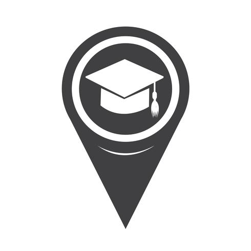 Map Pointer Graduation Cap Icon vector