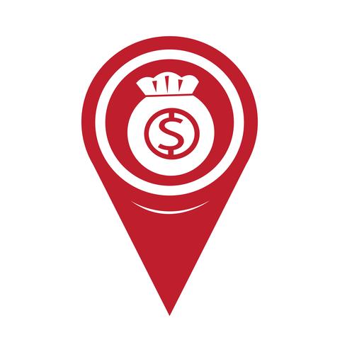 Icono de Pin Pointer Money del mapa vector