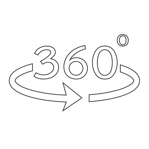 Icono de ángulo 360 grados vector