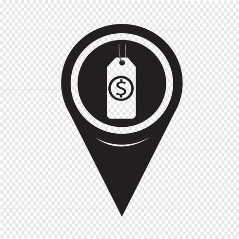 Icono de Pin Pointer Money del mapa vector