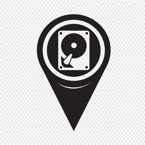 Map Pointer Hard Disc Icon vector