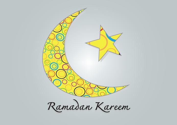 Ramadan Kareem Luna y estrella coloridas para el mes sagrado de los musulmanes vector