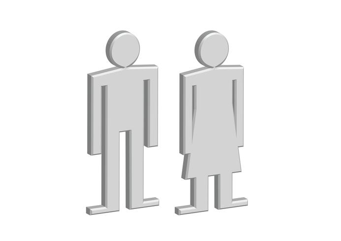 3D Pictogram Man Woman Sign icons, toilet sign or restroom icon