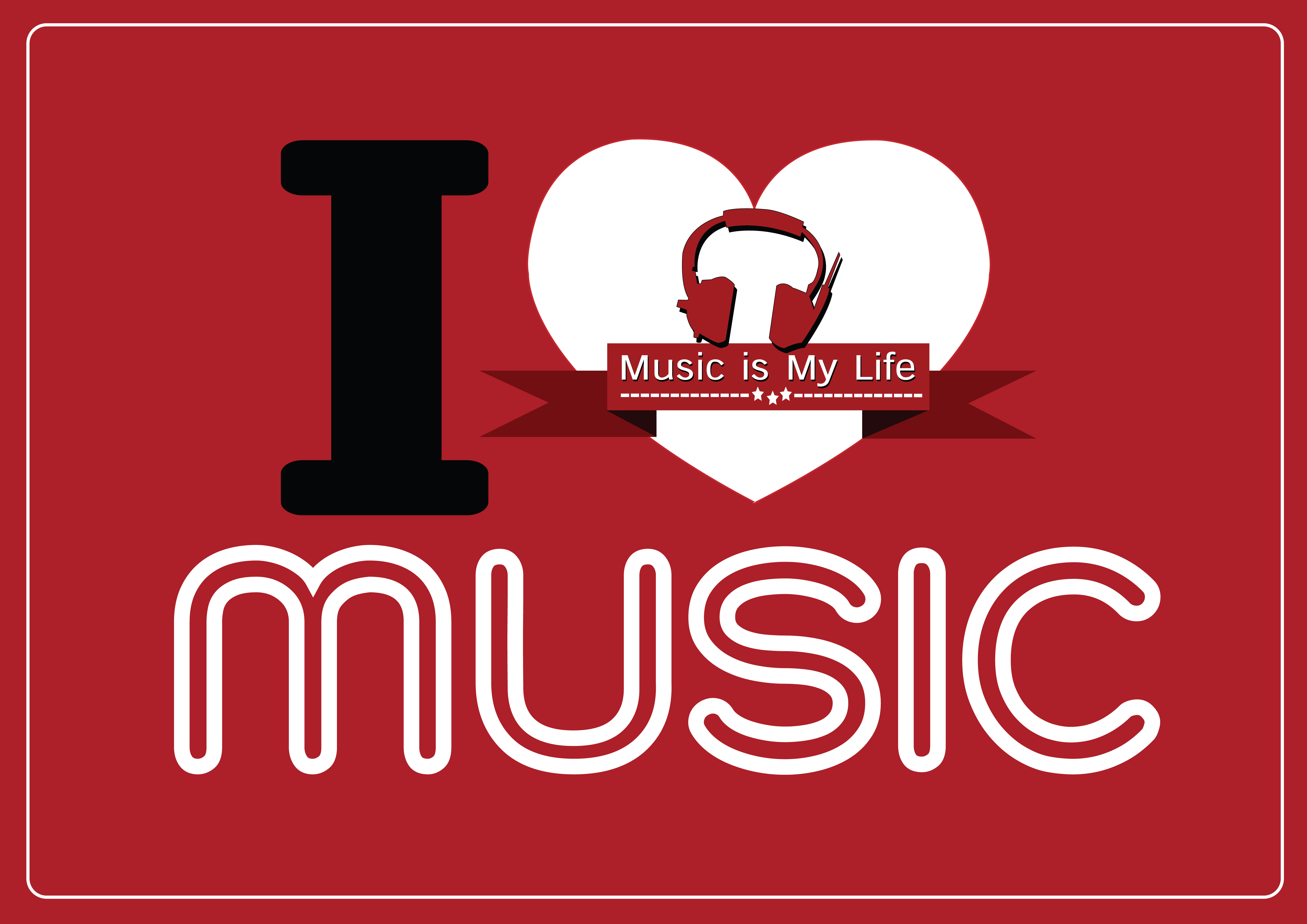 I Love Music And Music Is My Life Word Font Type With Signs Idea Design Vector Art At Vecteezy