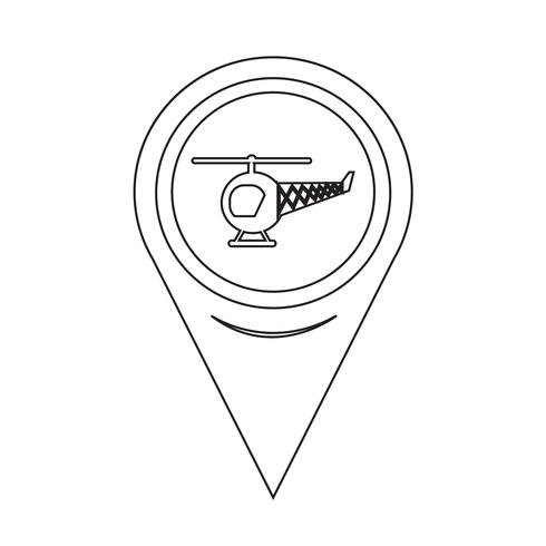 Map Pointer Helicopter Icon vector