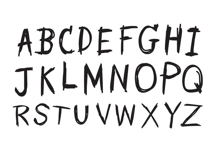 Hand drawn letters font written with a pen  vector