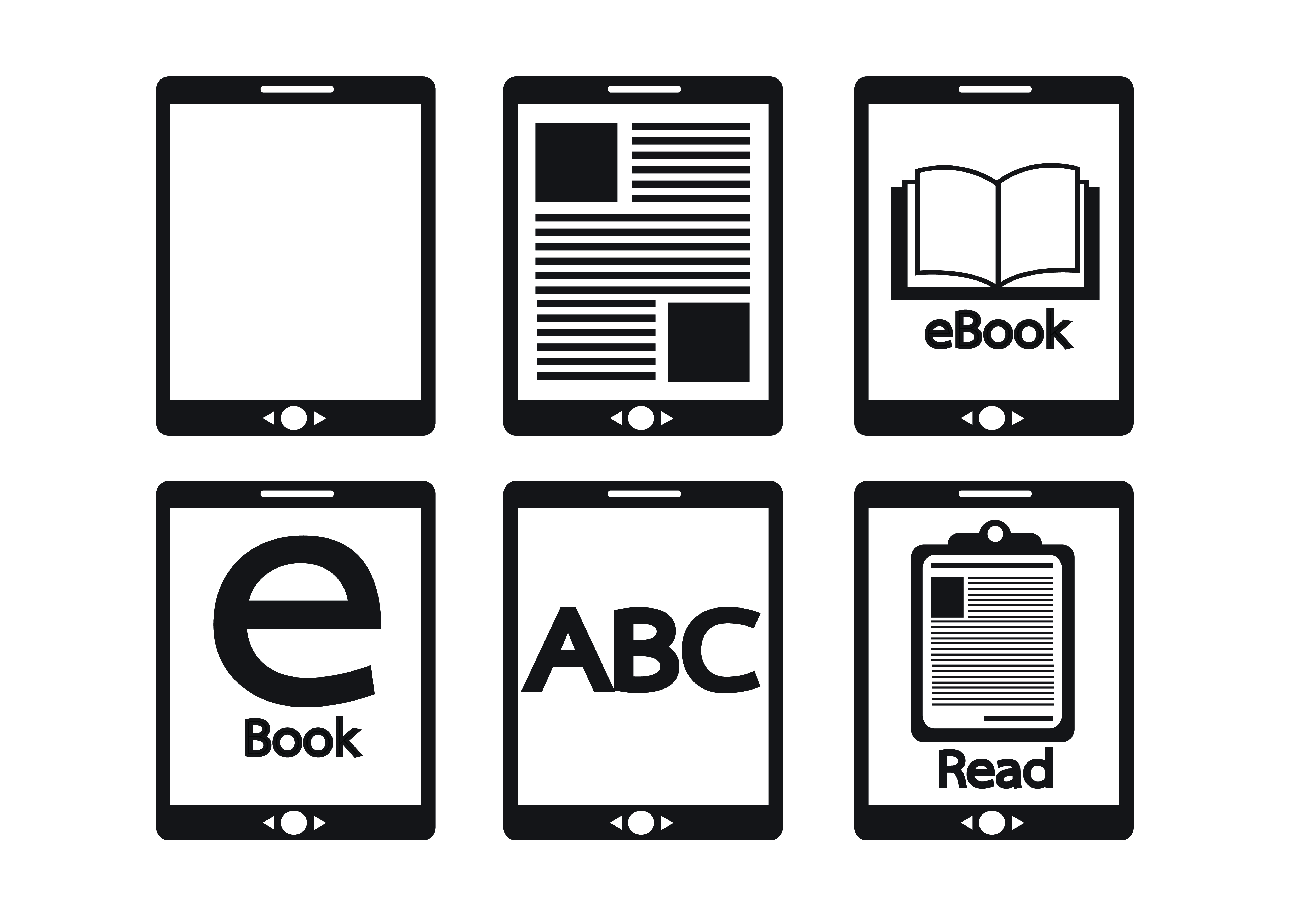 Ebook reader and ereader icons set 645650 Vector Art at Vecteezy