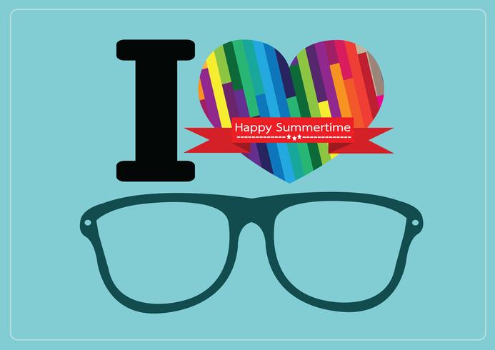 i love summer with sunglasses illustration  vector