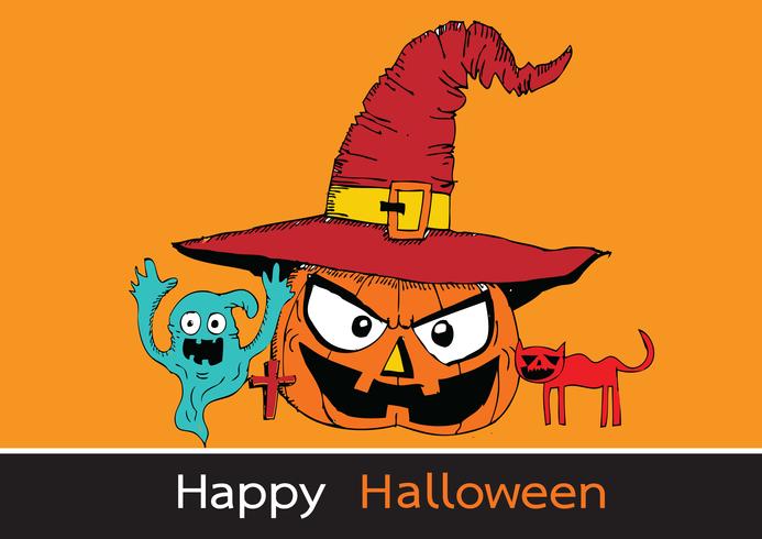 Tarjeta de halloween con calabaza vector