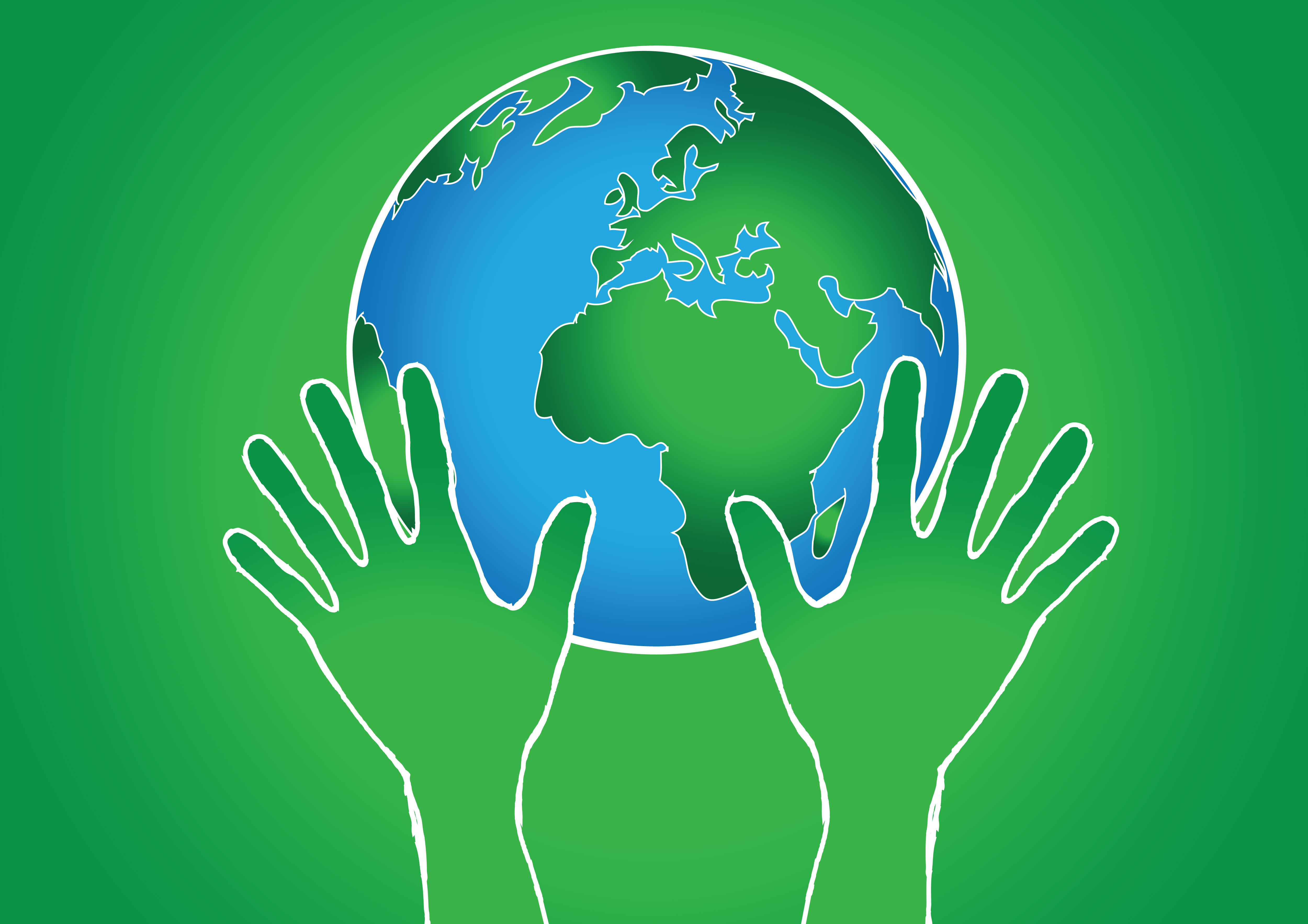 Idea de manos sosteniendo mundo y globo de mano 645784 Vector en Vecteezy