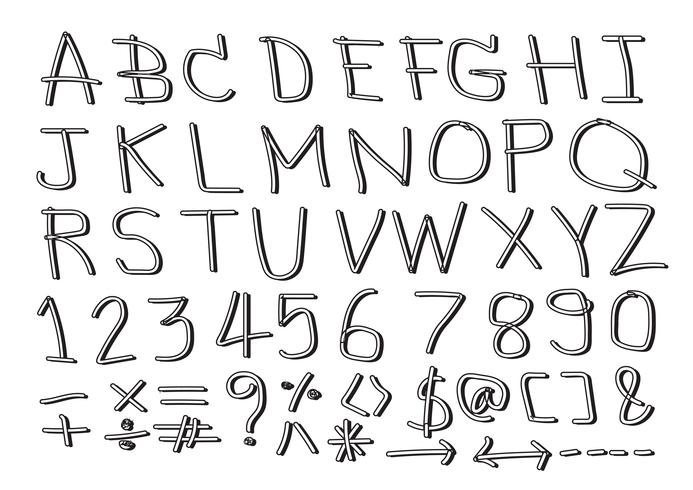 Hand drawn letters font vector